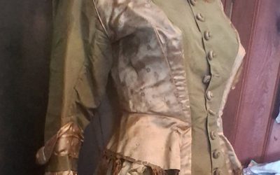 Olive Taffeta Dress, Circa 1880’s